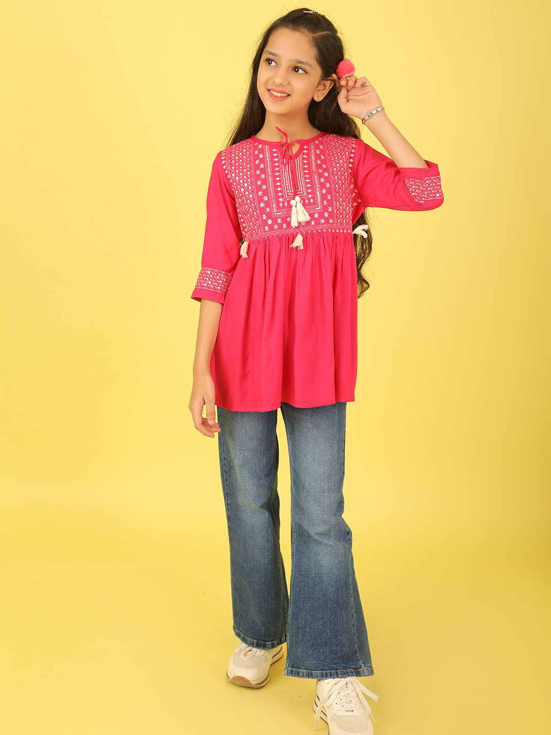 BAESD Girls Sequence Embroidered Top