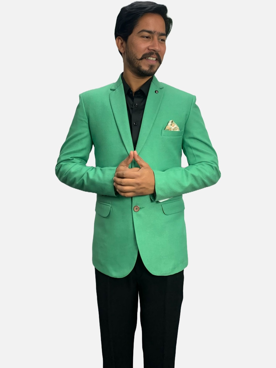 GARGIAN Master Cut Men Green Blazer Suit
