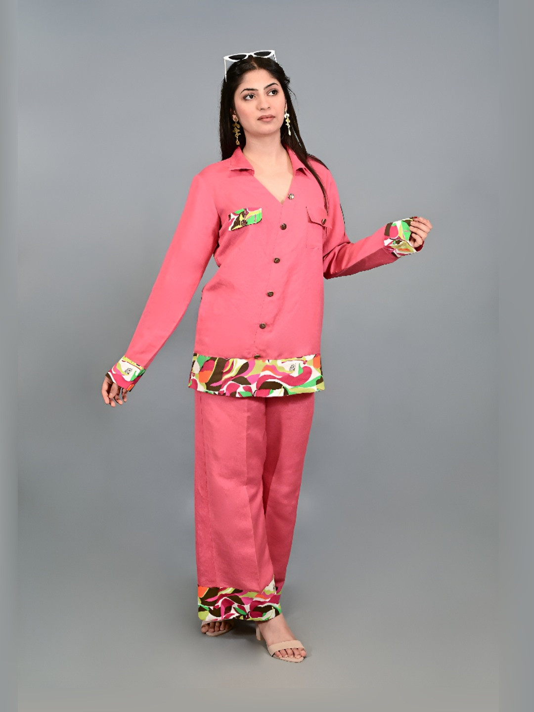 THE BEHRUZ THEORY Printed Fusion Shirt with Trousers Co-ord Set