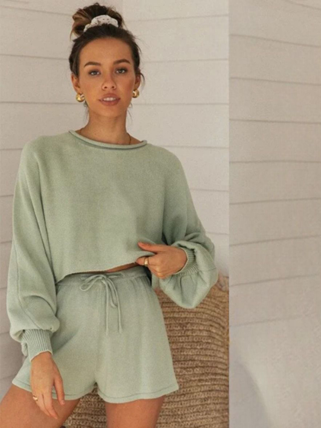 TRENBEE Women Green Solids Cotton Co-Ords