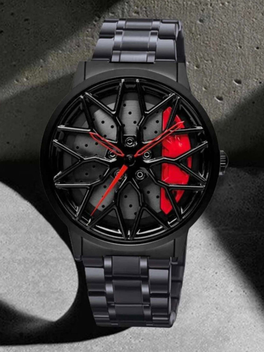 JUST LIKE Men Bracelet Style Straps Analogue Watch Spinning watch Red 195