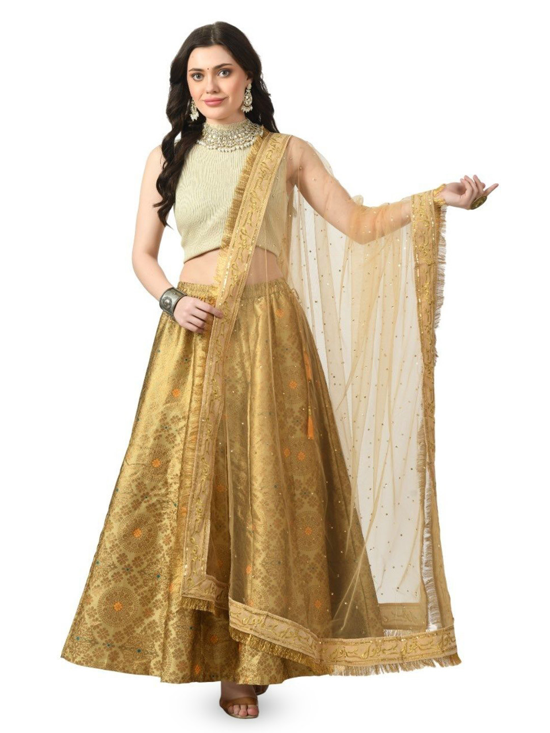 A R SILK DUPATTA HUB Embroidered Net Dupatta With Beads and Stones