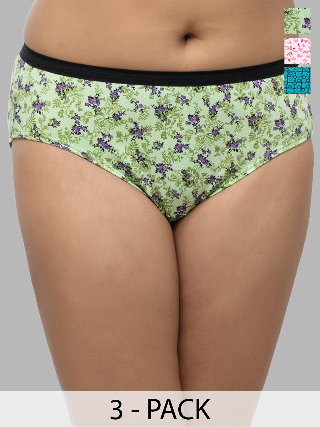 Lovable Pack Of 3 Assorted Cotton Mid-Rise Hipster Briefs 1500-1599_ASSORTED PRINTS
