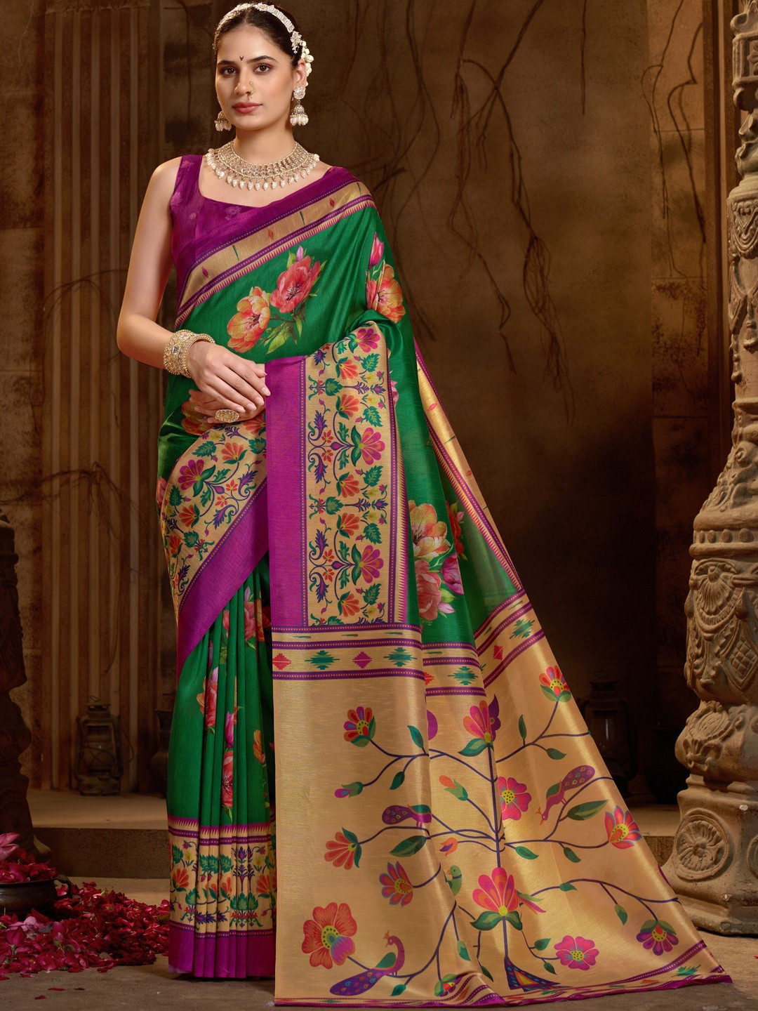 Garden Vareli Catburl Ethnic Motifs Saree
