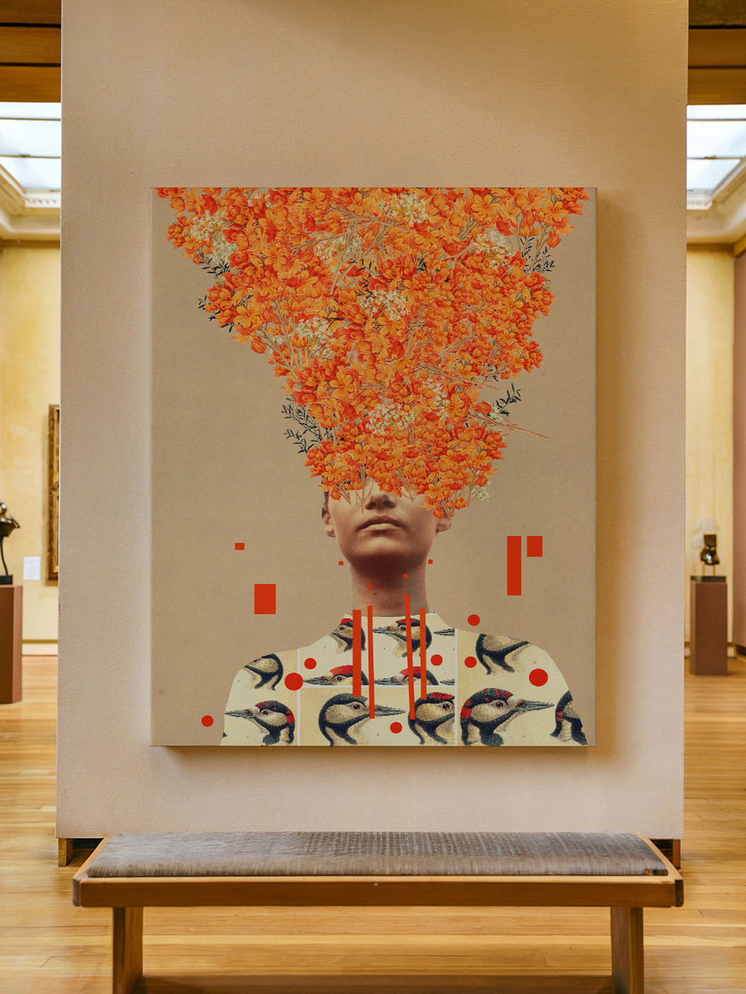 BIRD FLIGHT IN AUTUMN , SURREAL ART PRINTS