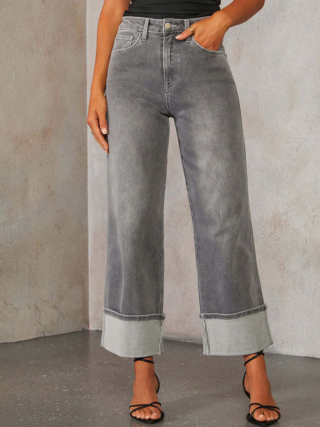 JC Mode Women Wide Leg High-Rise Light Fade Jeans