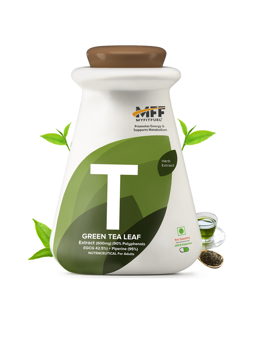 MyFitFuel Green Tea Extract 90% Polyphenols 42.5% EGCG 600mg Capsules- 180 Capsules