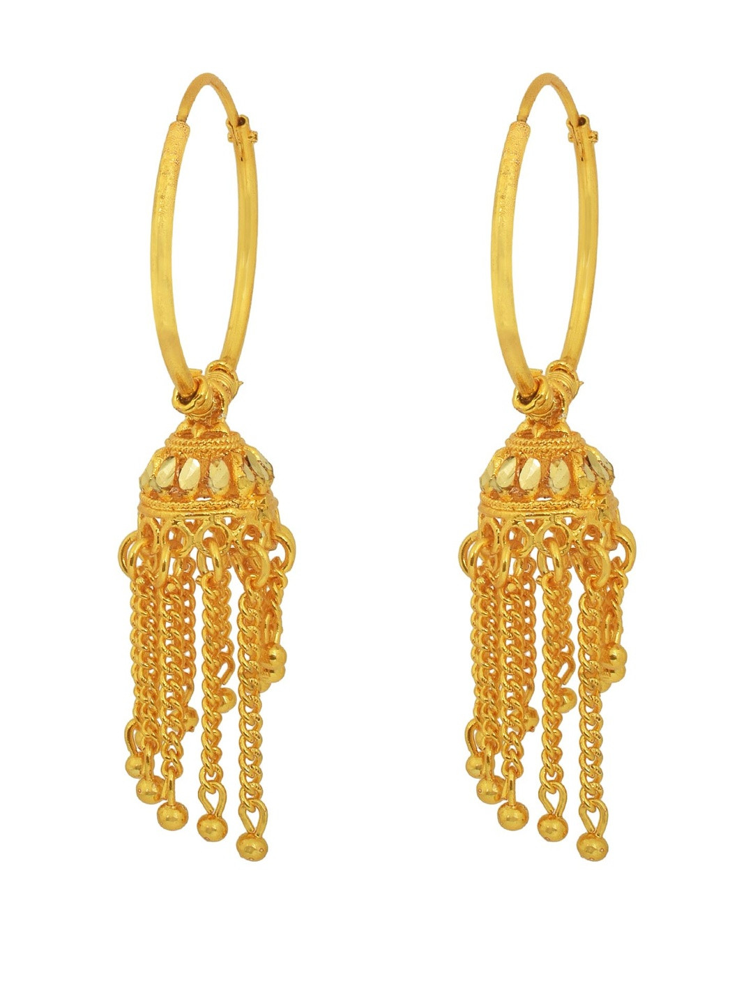 Gold plated Faux Kundan Hoop Bali Jhalar Jhumki  for Women