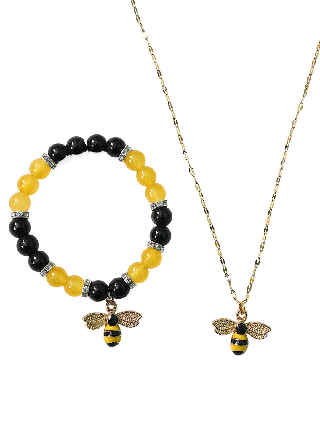 ARISTAL Jewellery Unisex Multi Colored Honey bee Bracelet & Necklace