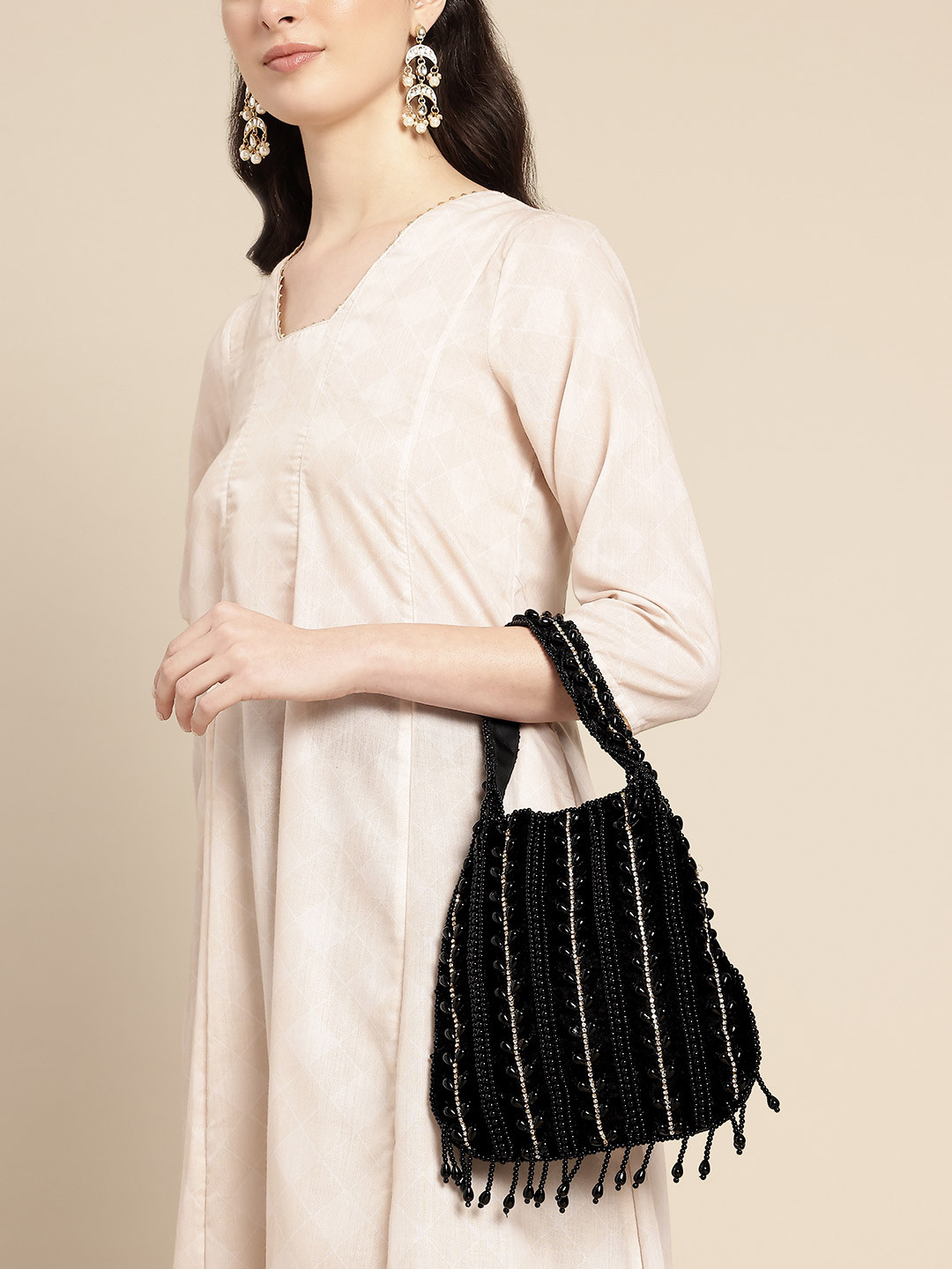 Anouk Bead & Stone Embellished Party Purse