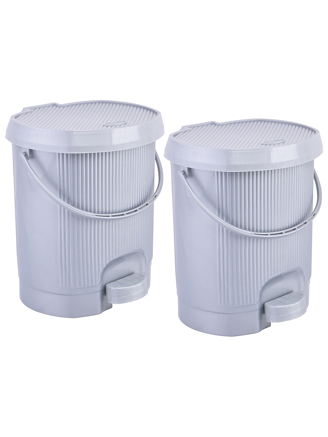 Kuber Industries Grey Set of 2 Pedal Dustbins With Removable Bucket -10L Each