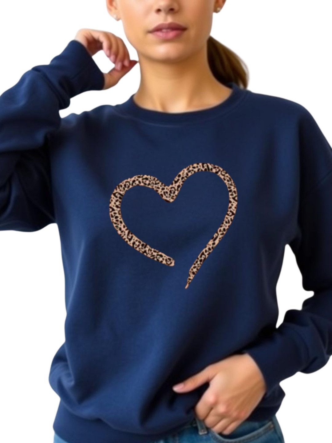 SALUJA FABRICS Women Graphic Printed Ribbed Cotton Pullover Sweatshirt