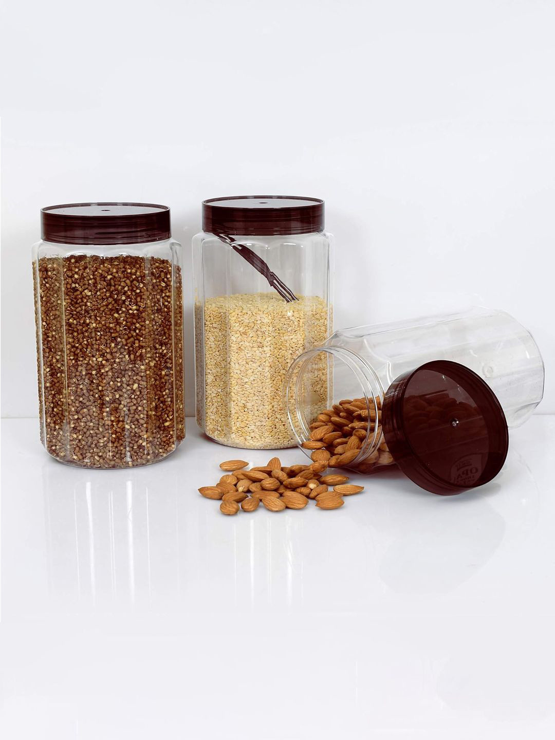 Kuber Industries Brown & Transparent 3 Pieces Dishwasher Safe Container 800ml