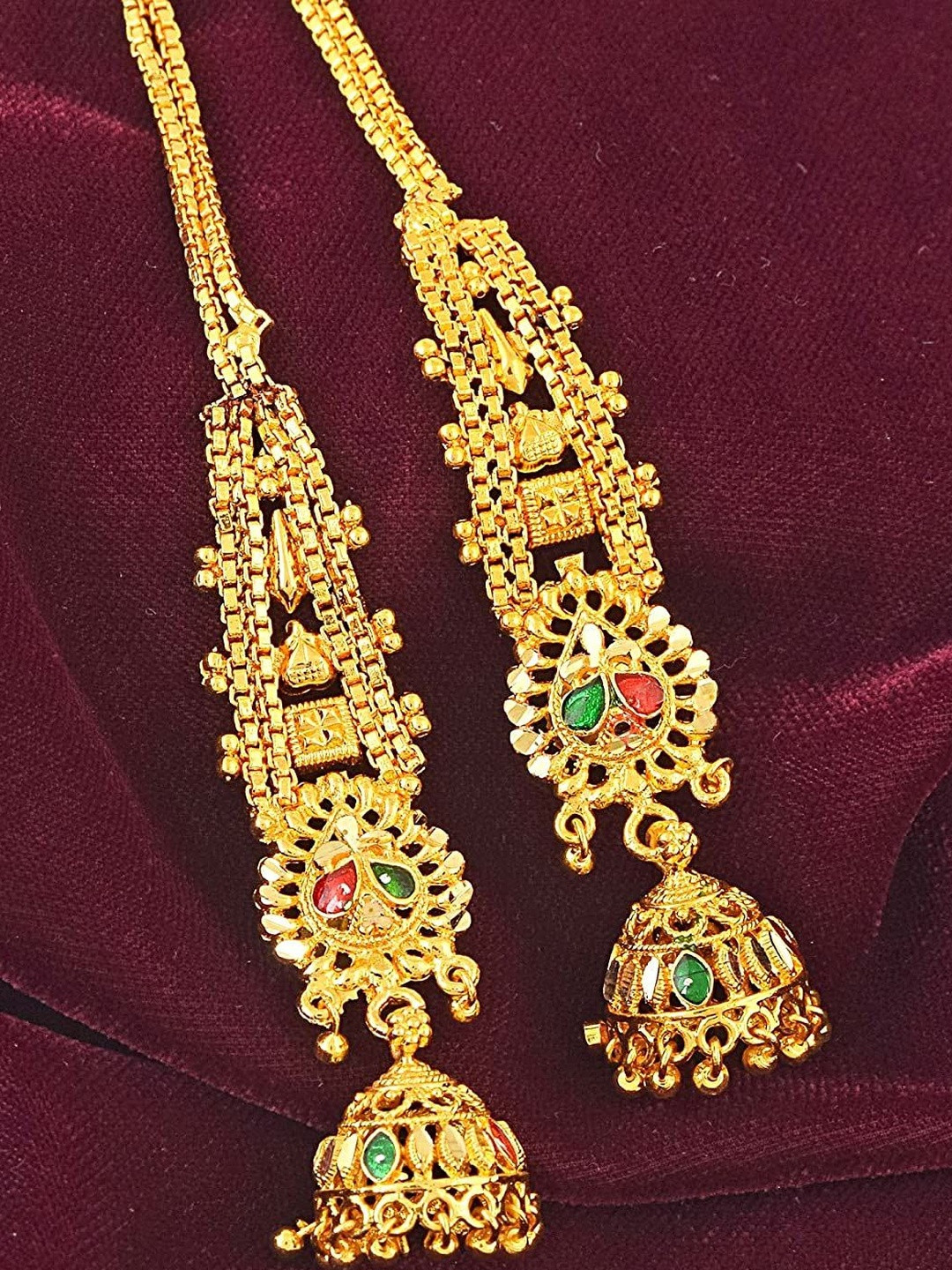 GoldPlated Ethnic long Patta Earwire Jhumki earrings for Women
