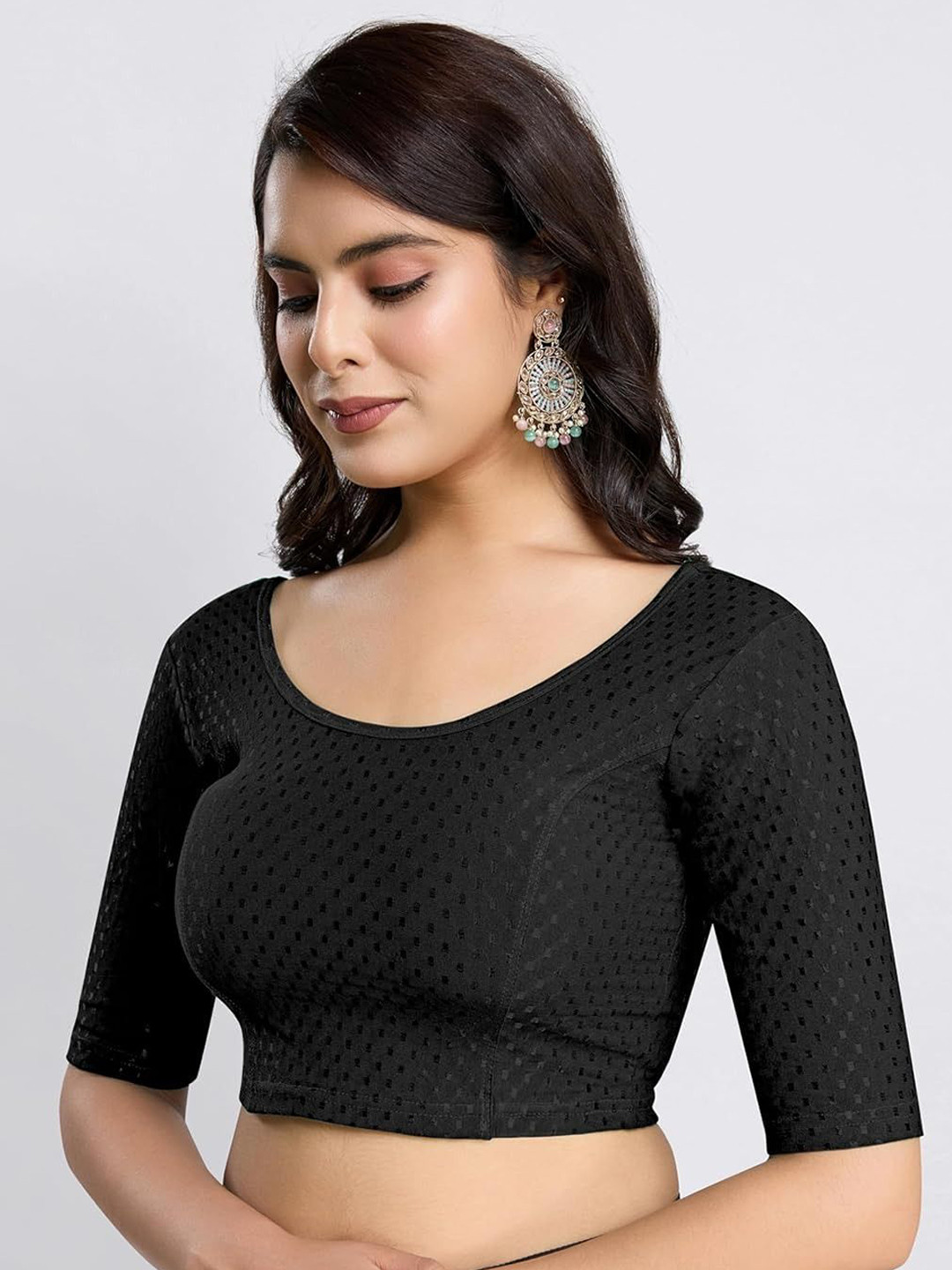 SHREEJI DESIGNER Printed Non-Padded Stretchable Saree Blouse