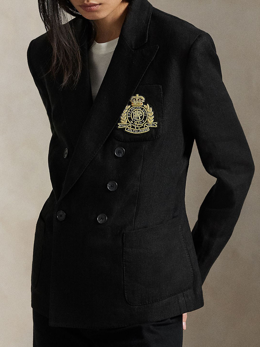 Polo Ralph Lauren Embroidered Linen Double-Breasted Blazer