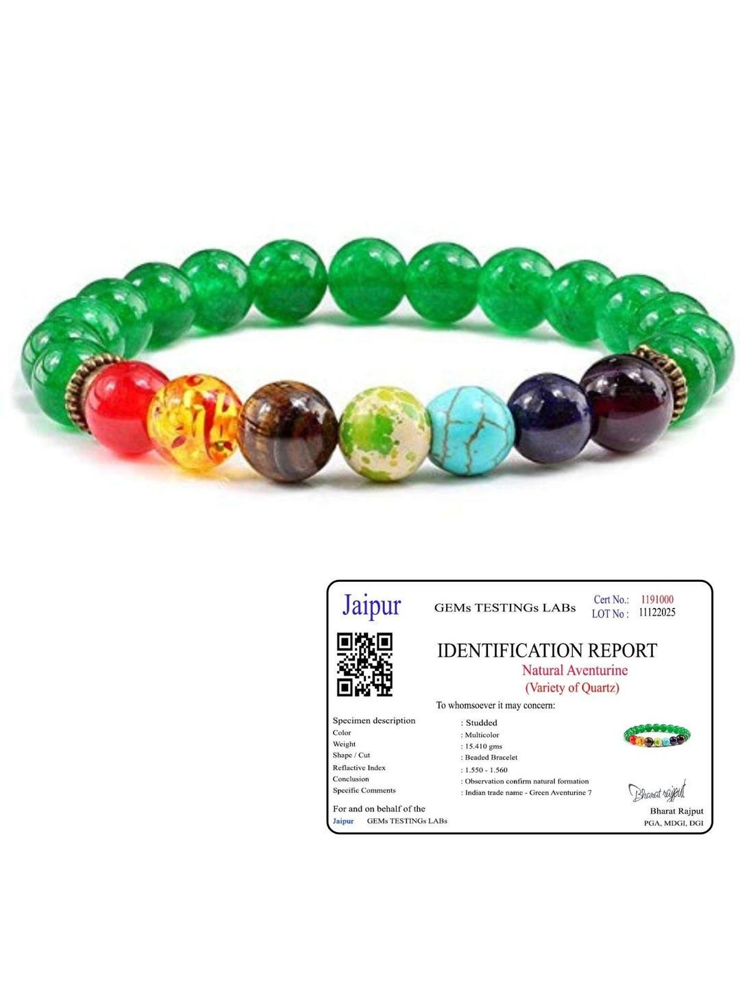SENROAR Unisex Aventurine 7 Chakra Agate Elasticated Bracelet