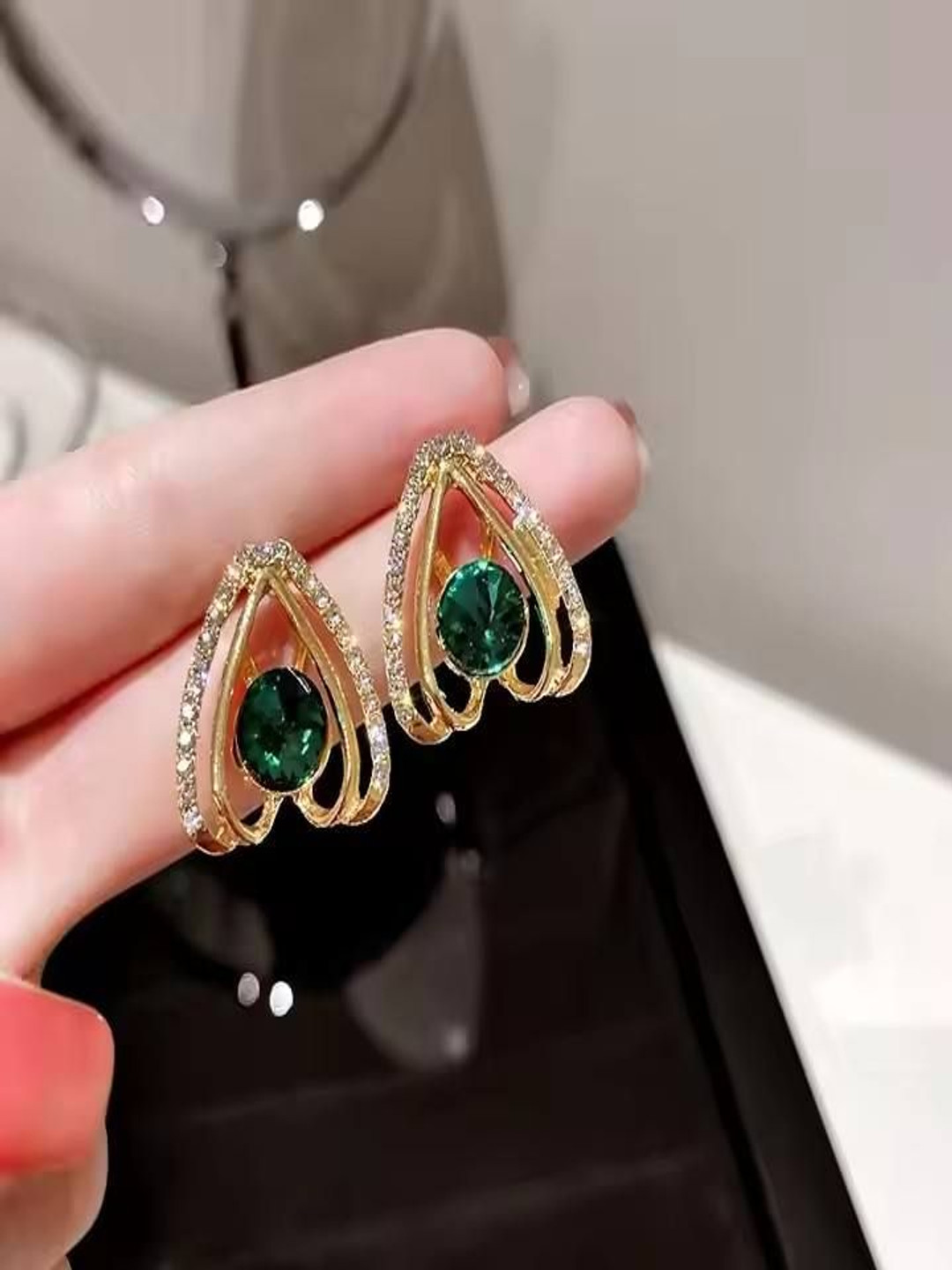 Celestique Korean Cubic Zirconia Studded Circular Shaped Studs