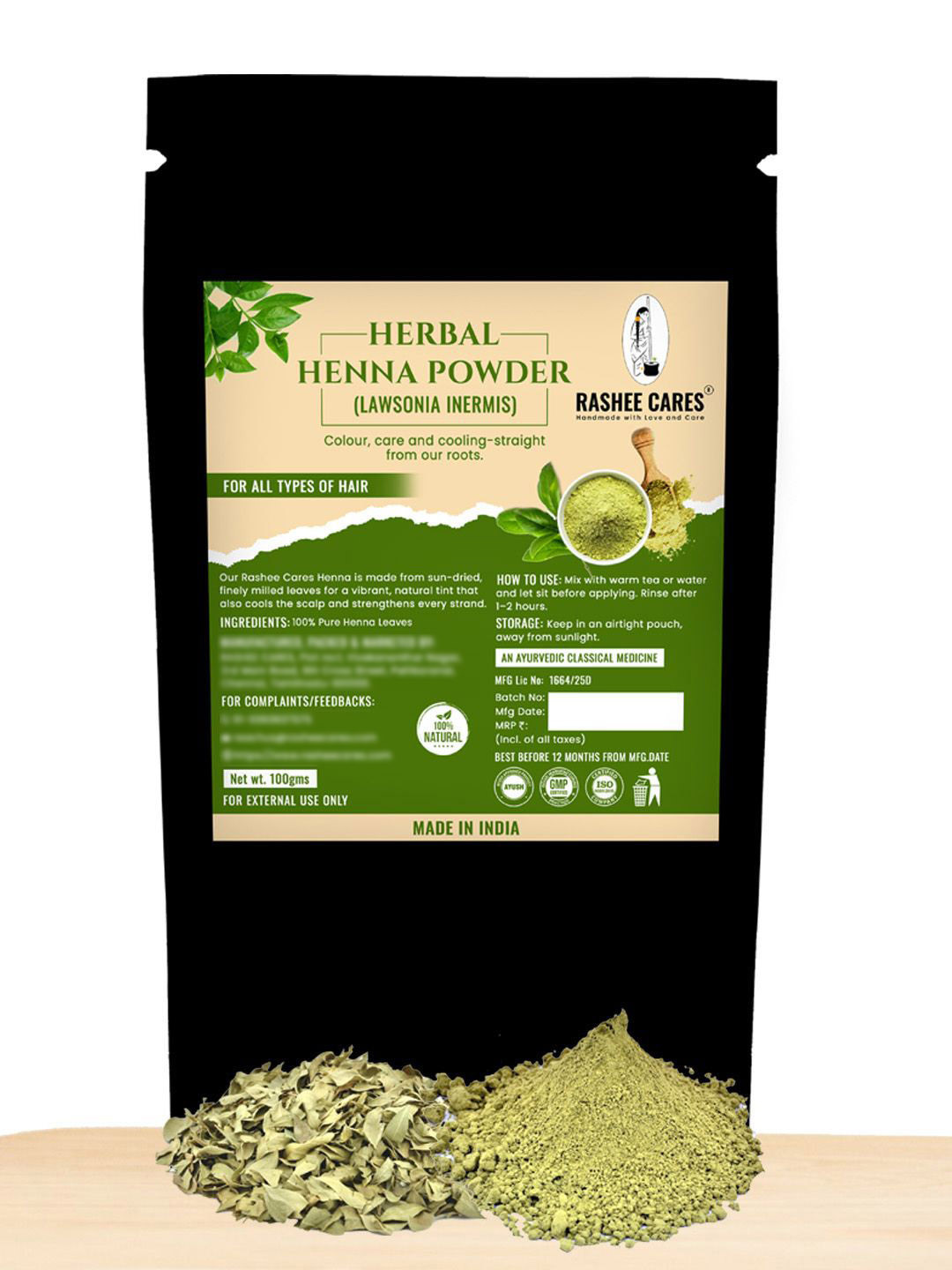 RASHEE CARES Herbal Henna Powder - 100 g - Reddish