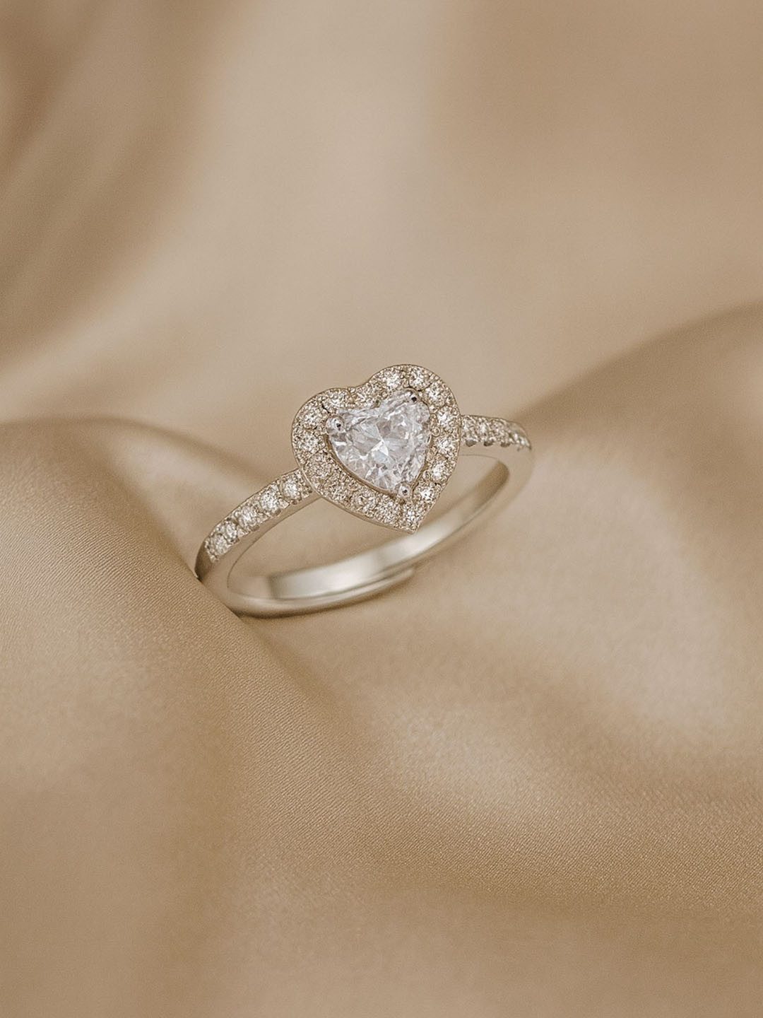 Tora Rhodium-Plated Cubic Zirconia Finger Ring
