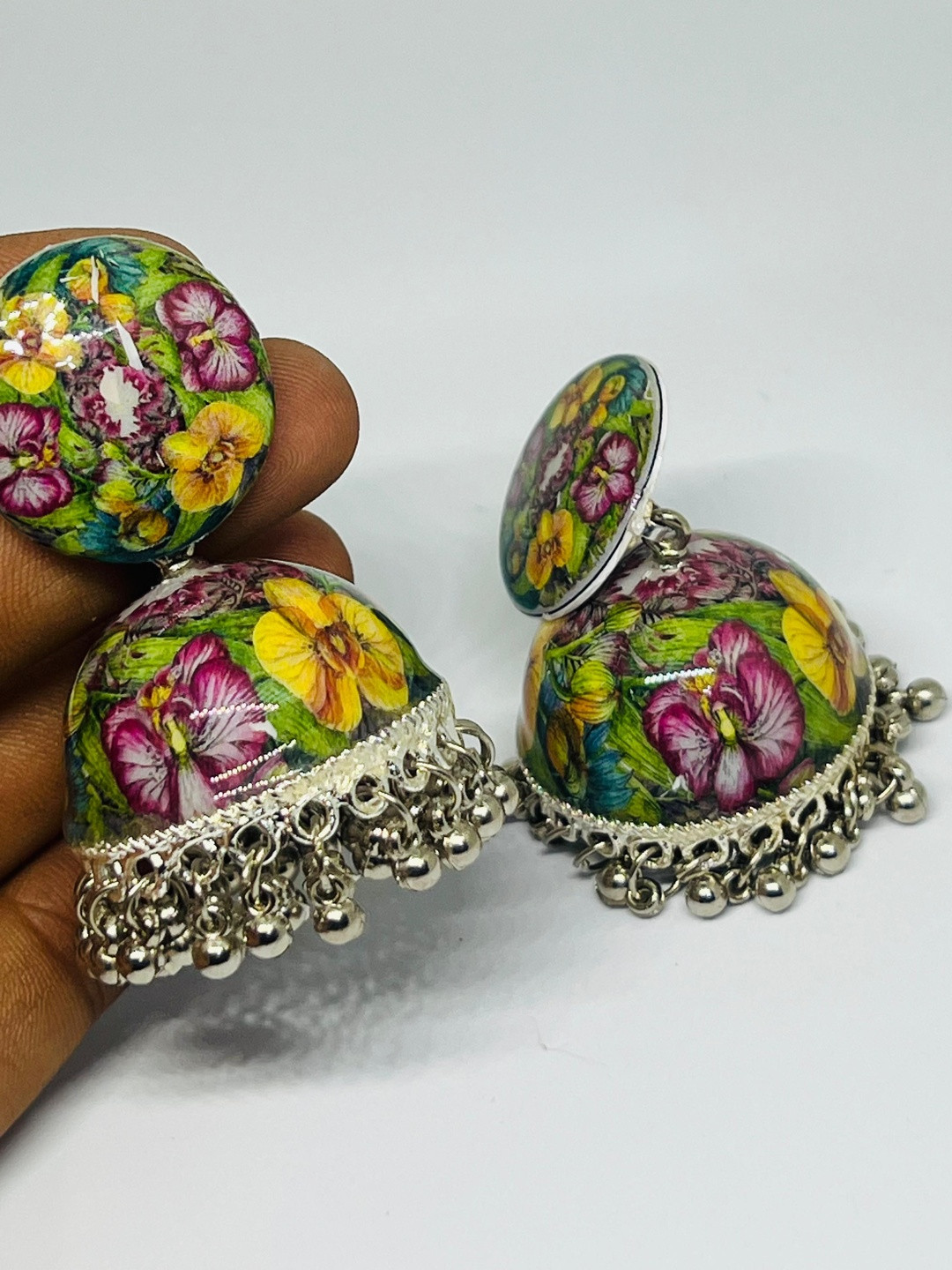 Printed Jhumki Dome Shape Earring
