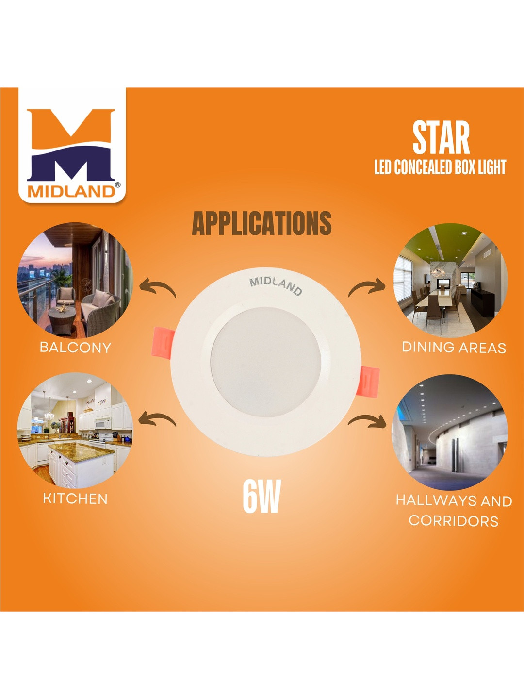 MIDLAND Pack of 24 6 W Blue LED Concealed Ceiling Light Star Design Light