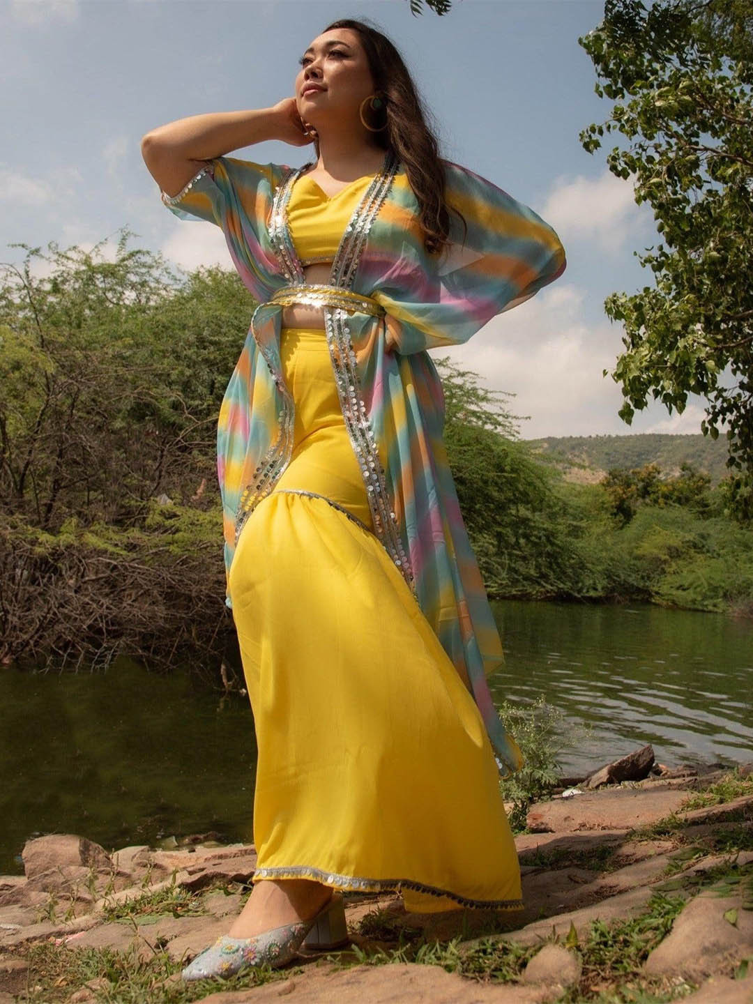 Thread & Button Exclusive Collection Asmani Top With Palazzo & Shrug Co-Ords