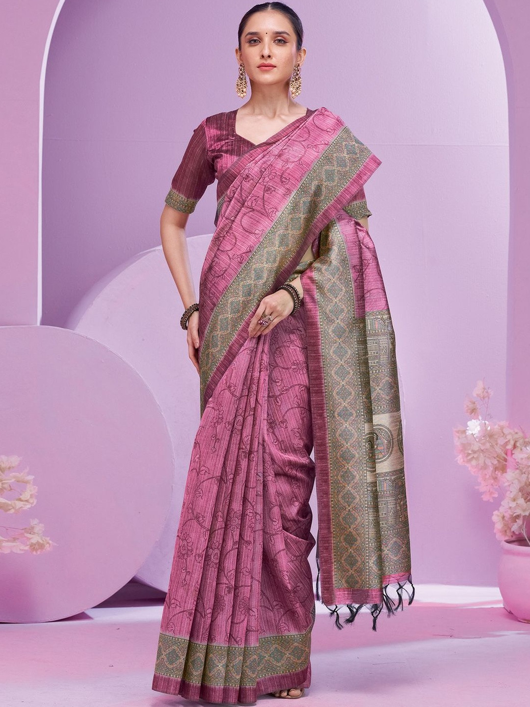 Anouk Ethnic Motifs Mauve  with matching blouse
