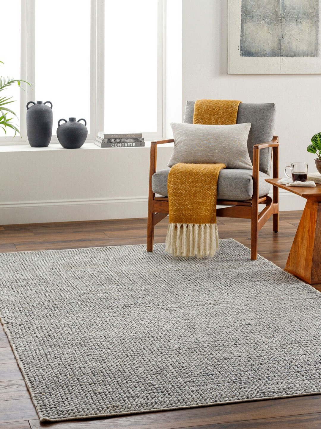 Surya Living Cream-Coloured  Anti-Skid Carpet