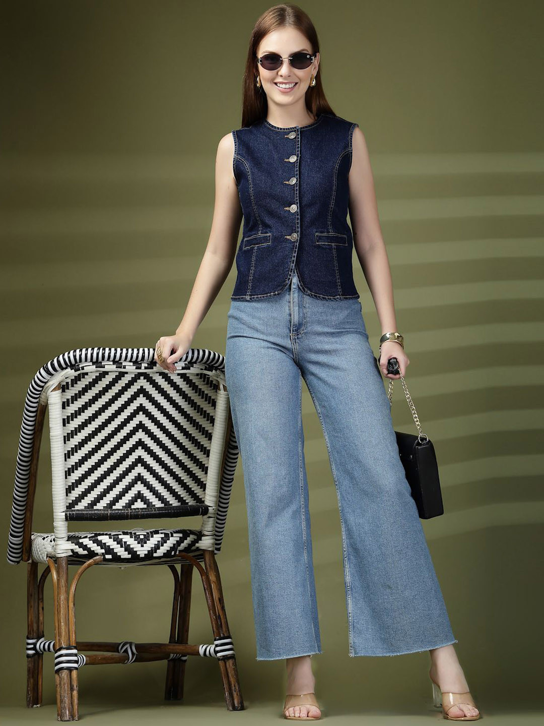 COSMIC Denim Round Neck Waistcoat