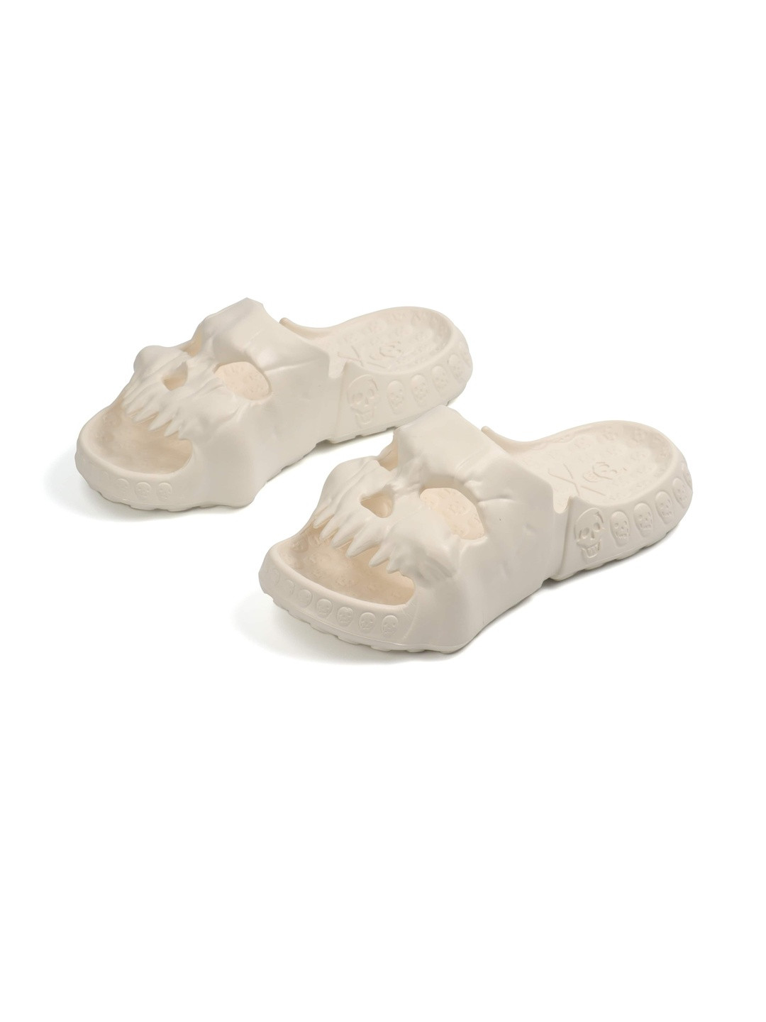 SPIFFERS Men White Skull Patterned EVA Sliders