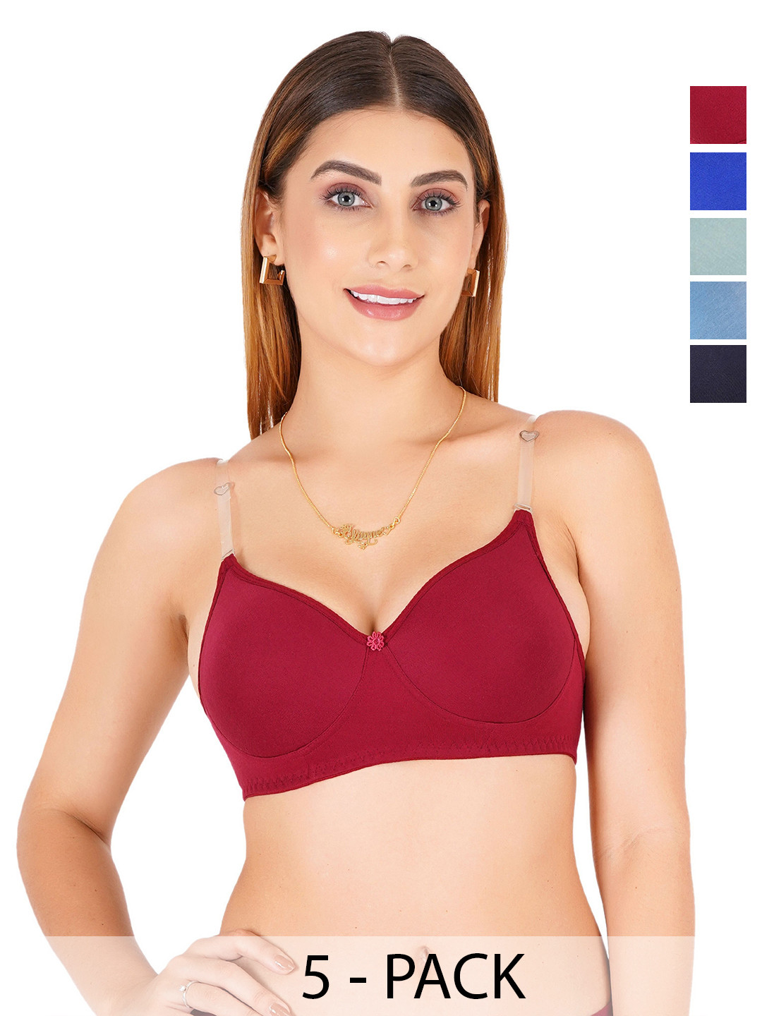 Liigne Women Pack Of 3 Everyday Padded Bra With Transparent Strap