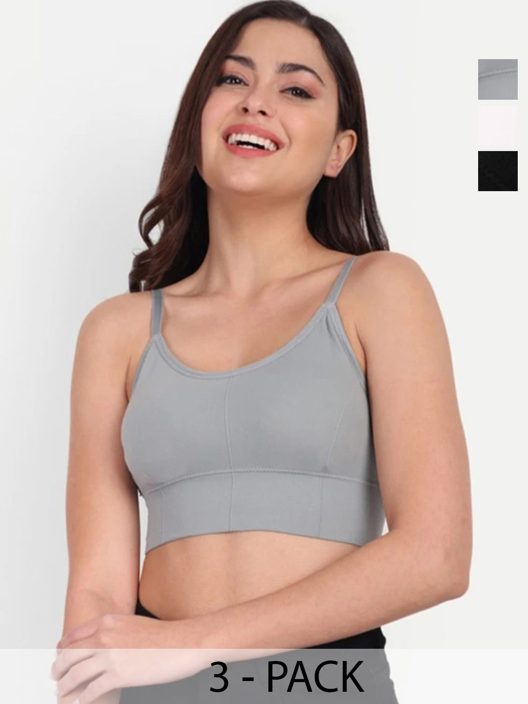 KALP CRAZE Pack Of 3 Full Coverage Removable Padding Non-Wired Workout Bra