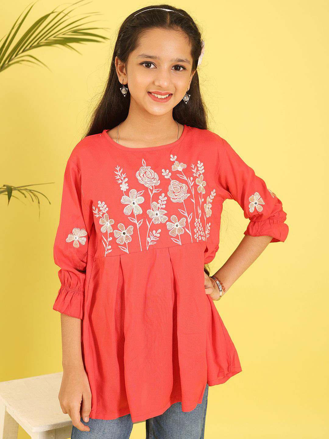 BAESD Girls Floral Embroidered Top