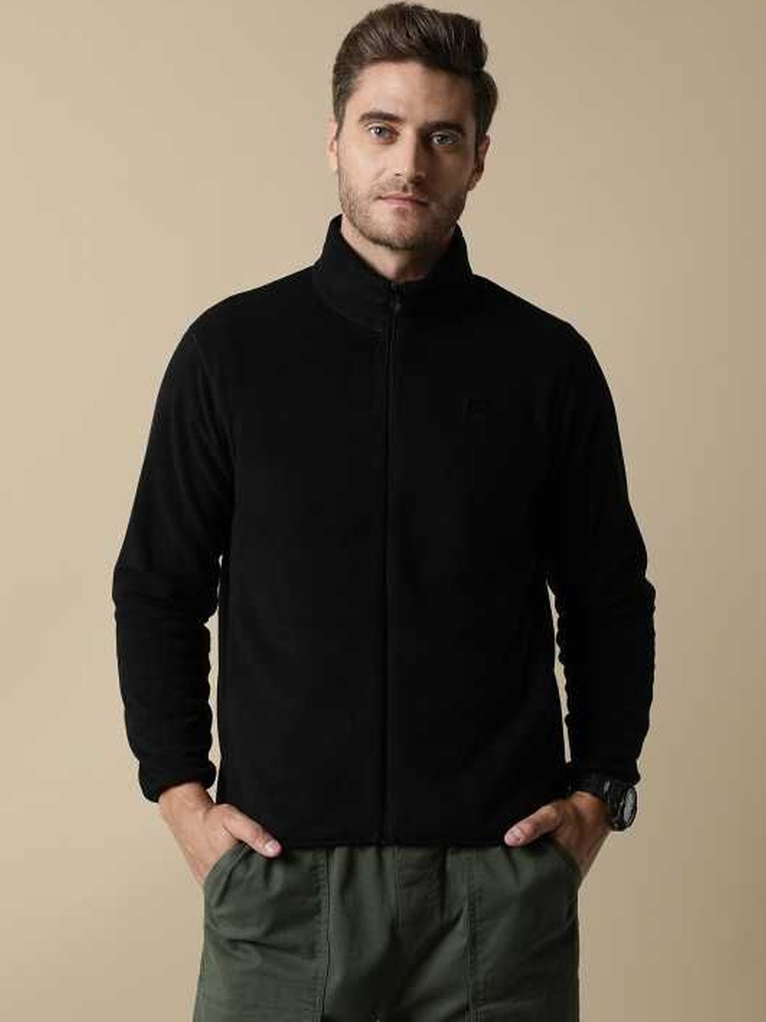 Fort Collins Men Turtle Neck Cotton Front-Open Sweatshirt