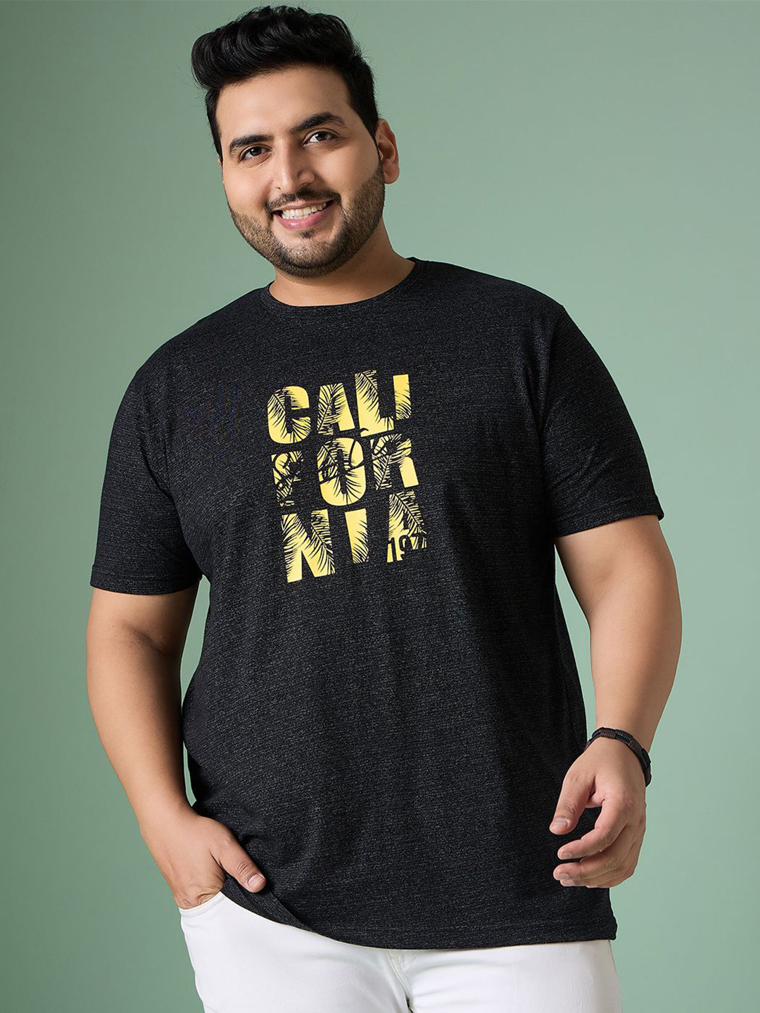 bigbanana Plus Size Typography Cotton Round Neck Short Sleeves T-shirt