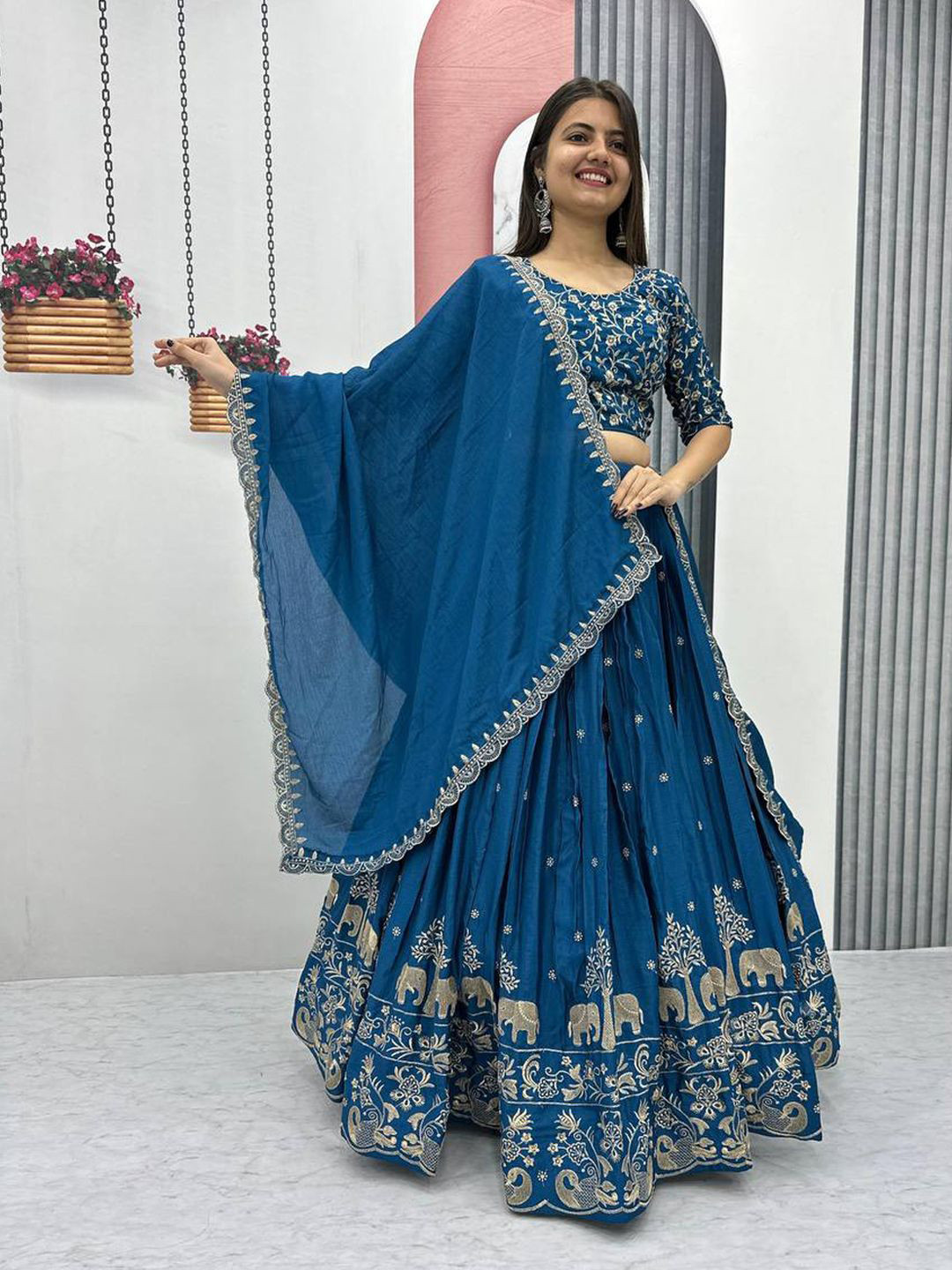 Fashorama Embroidered Zari Semi-Stitched Lehenga & Unstitched Blouse With Dupatta
