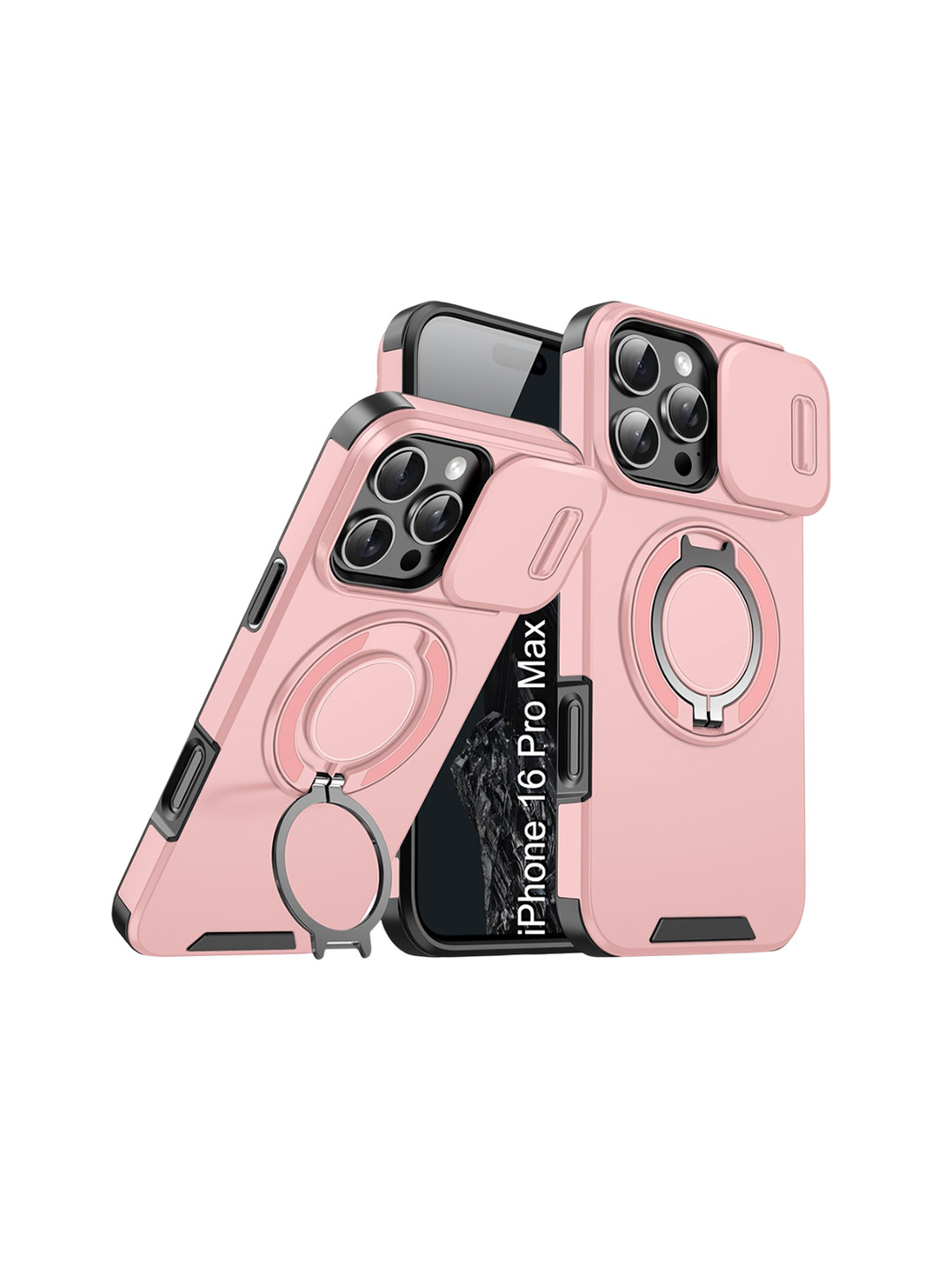 Luxury Kase Shockproof iPhone 16 Pro Max Magnetic Back Case With Slide Camera Cover