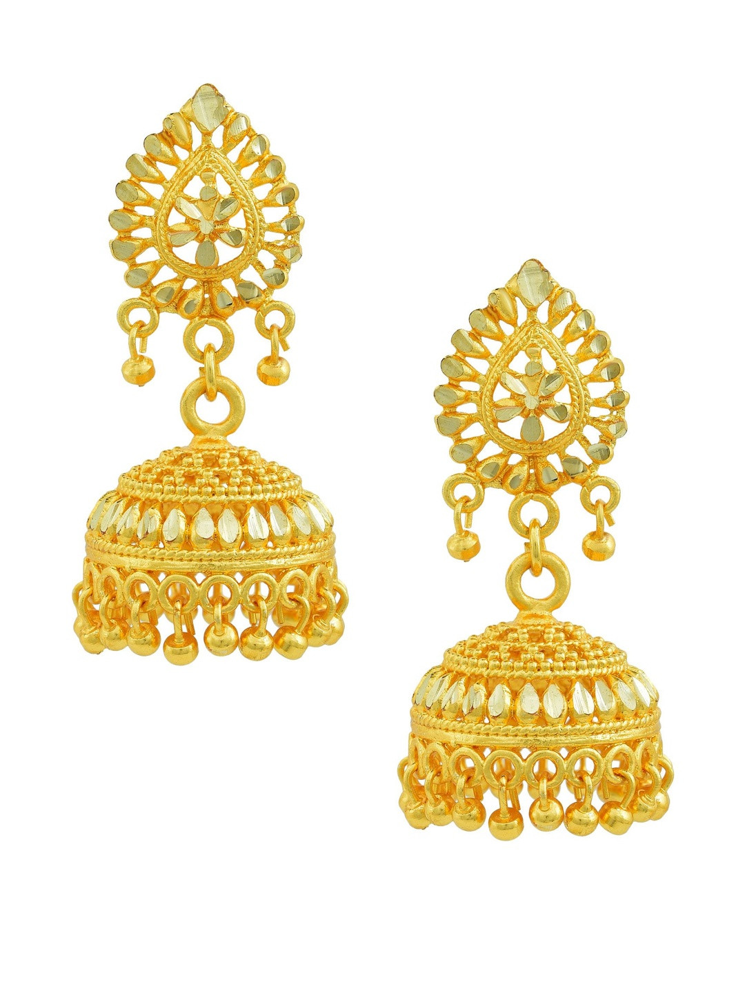 Gold plated Medium size simple design handmade Fashion Jhumki Traditional