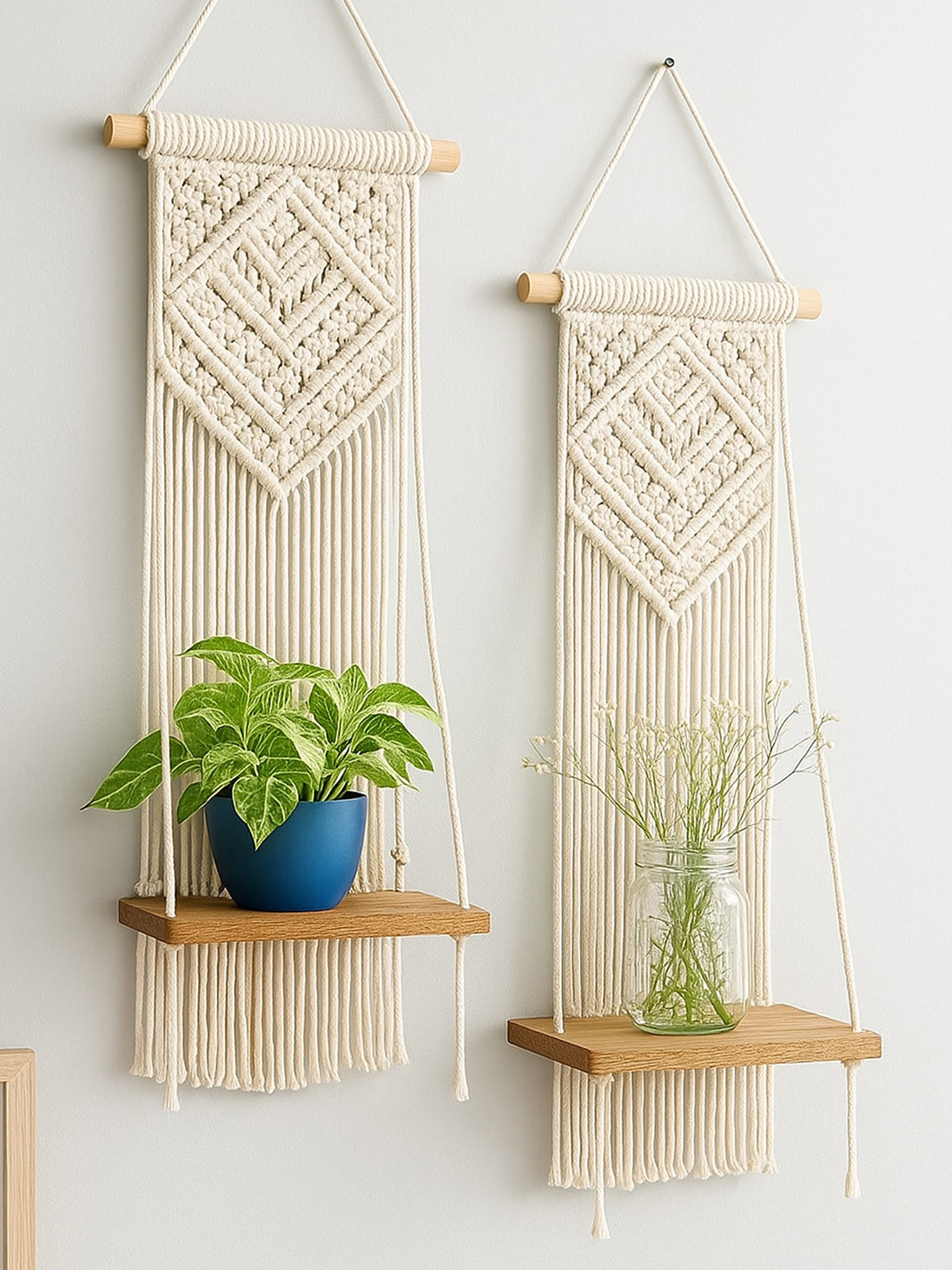 Homesake Ceramic Bohemian Hanging Hall 2Pcs Tapestries & Macrame-27.2In