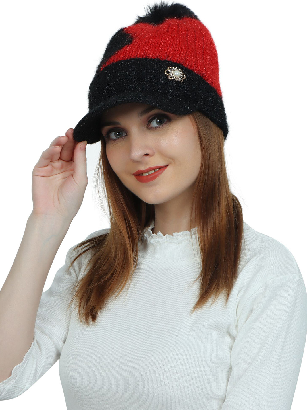 YOUTH ROBE Women Colourblocked Woollen Beanie Cap