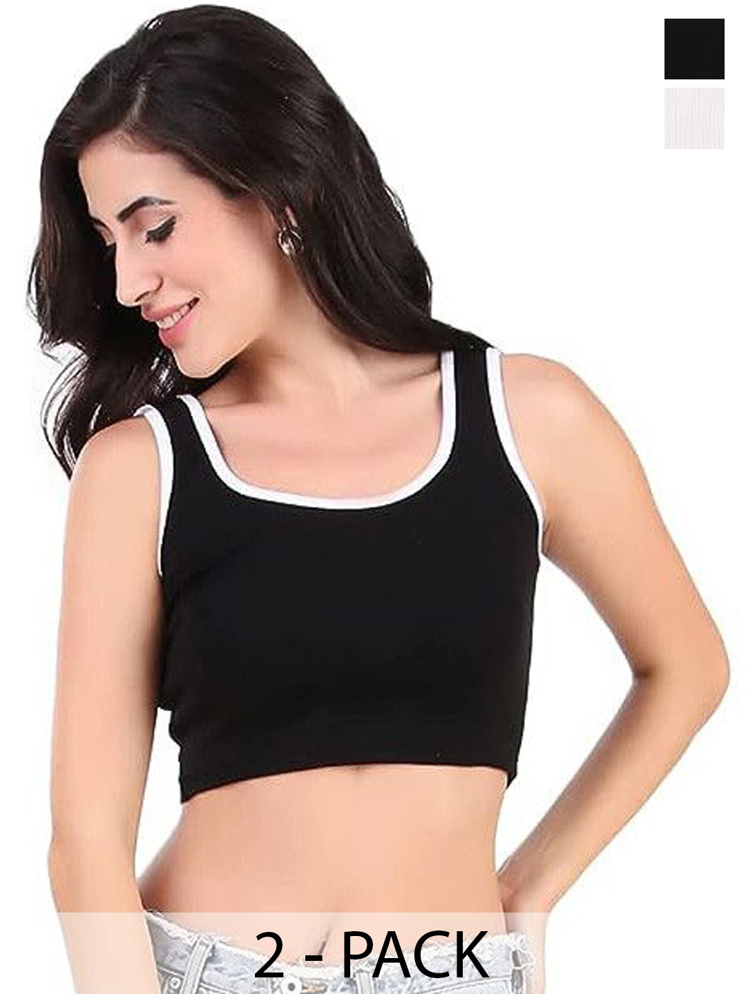 MIXFIT Pack Of 2 Solid Bralette Top