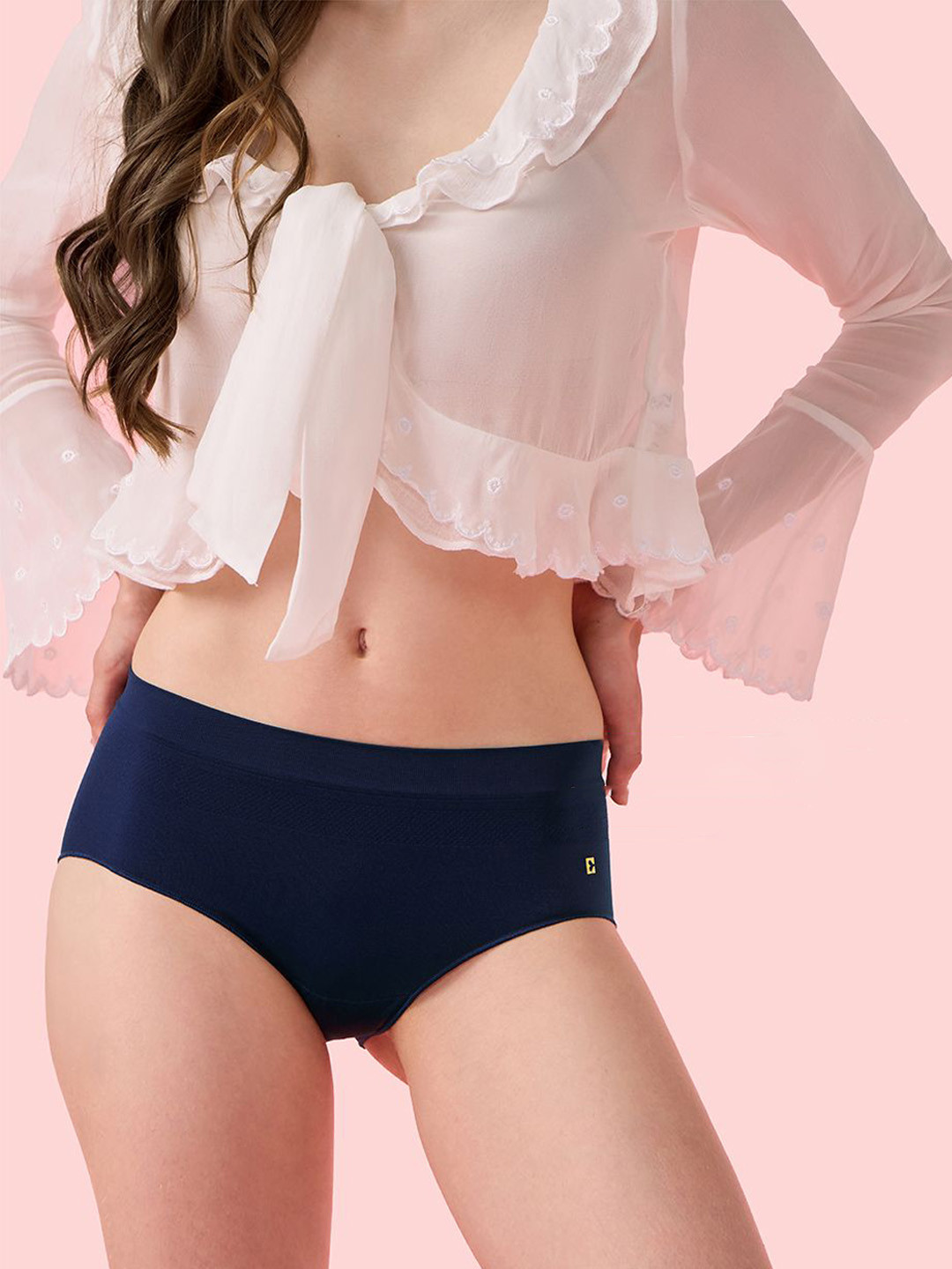 Enamor Mid-Rise Seamless Antimicrobial Breathable Hipster Brief IP37 LSBNBL