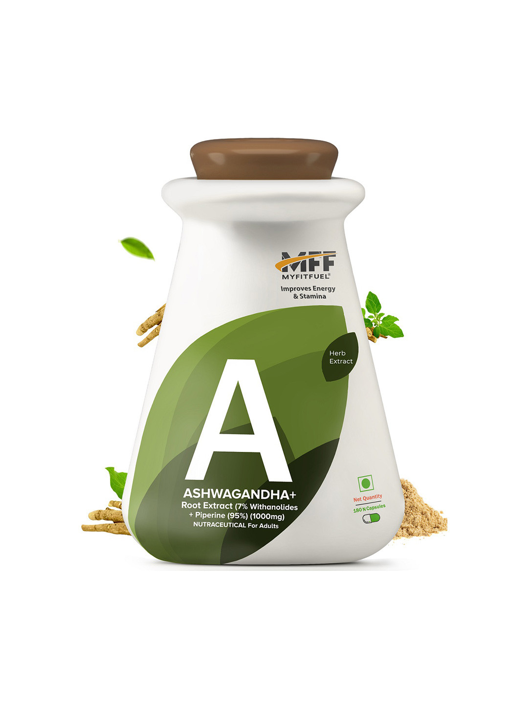MyFitFuel Ashwagandha Root Extract (7% Withanolides + Piperine 95%) 1000mg-180 Capsules