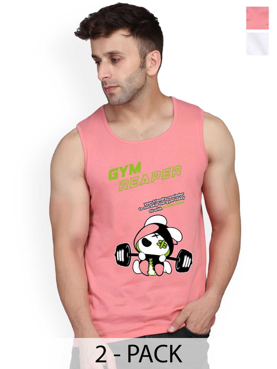 Slowloris Men Pack Of 2 Printed Cotton Inner Vest