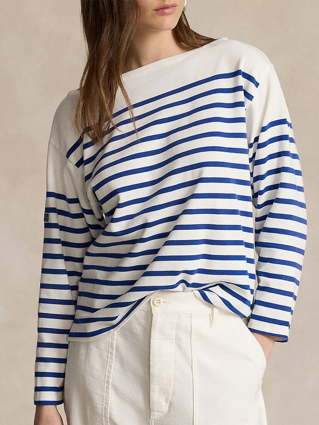 Polo Ralph Lauren Women Striped Pure Cotton Pockets T-shirt