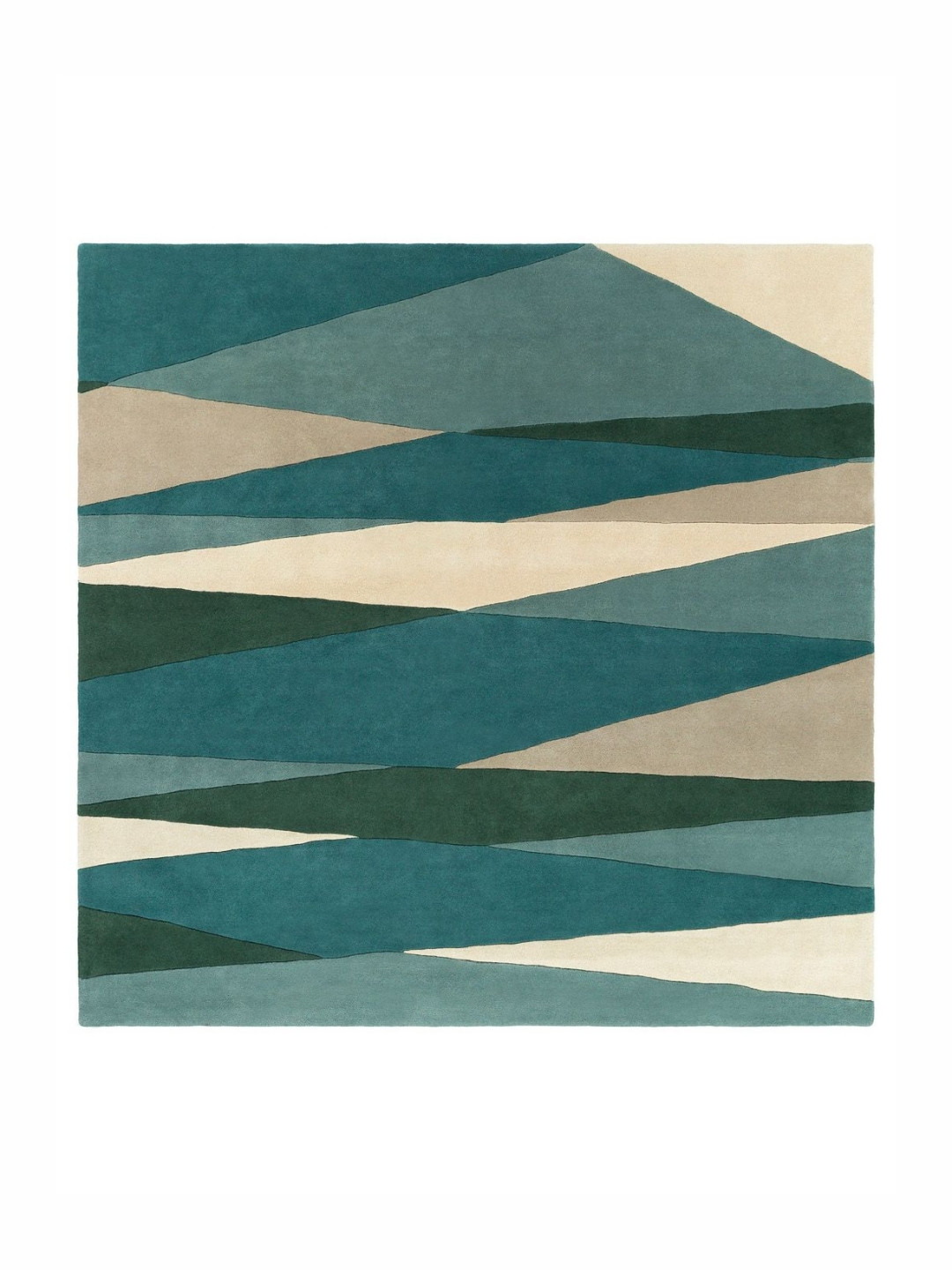 Surya Living Green And Beige Abstract Woollen Anti-Skid Carpet