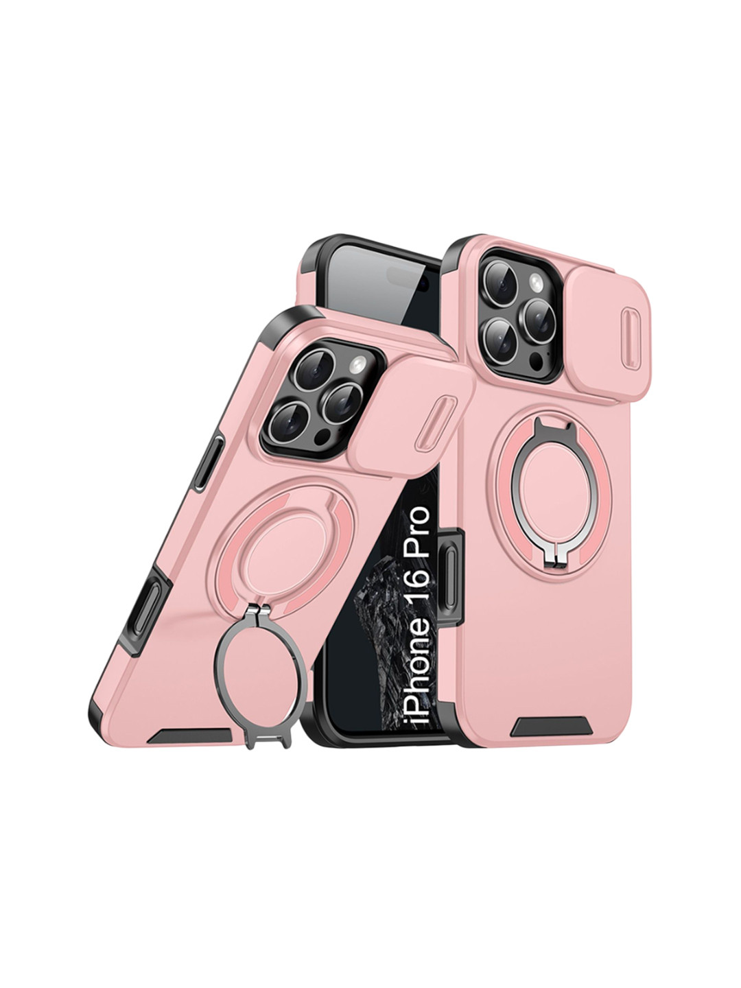 Luxury Kase Shockproof iPhone 16 Pro Magnetic Back Case With Slide Camera Cover