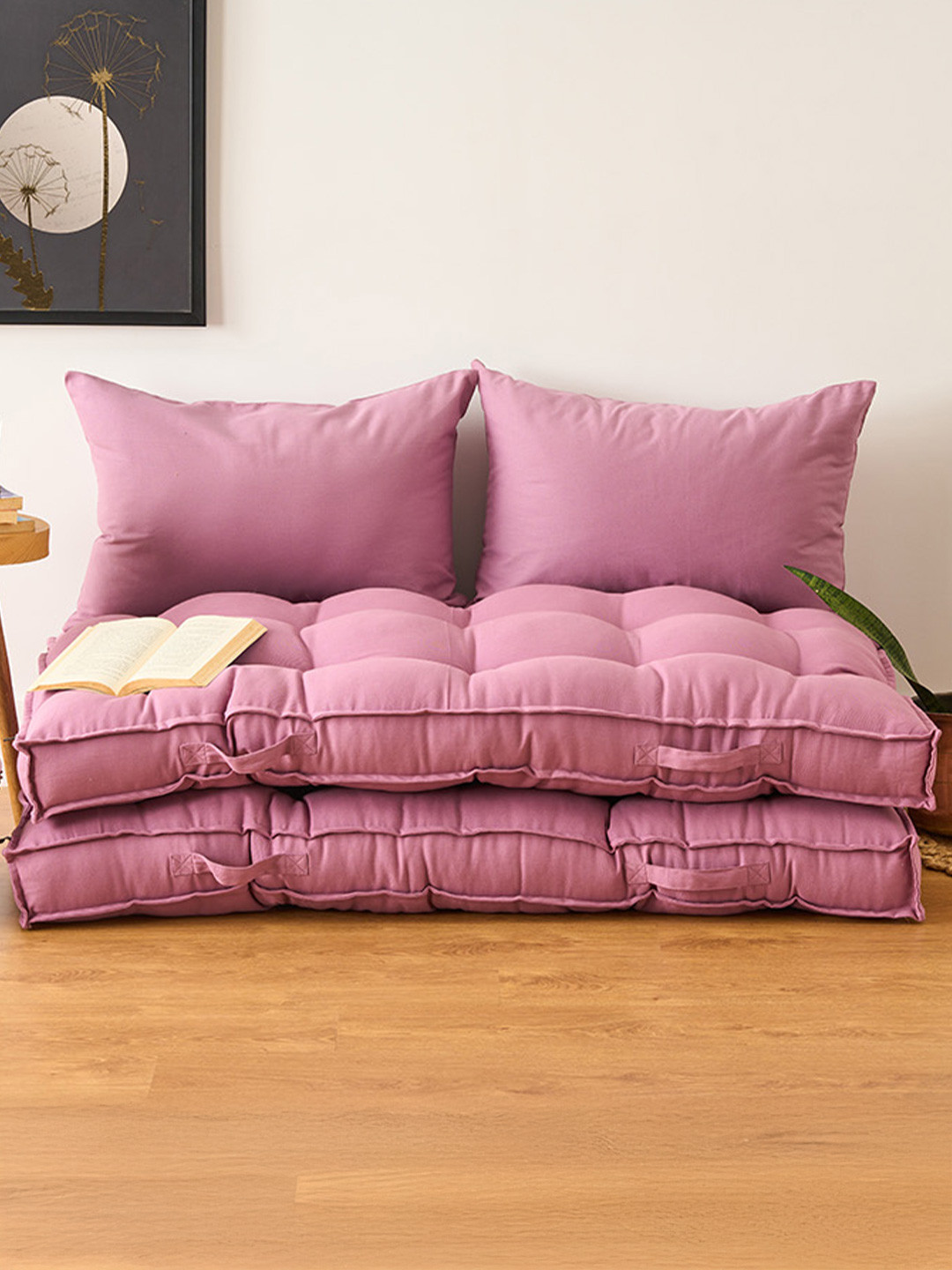 SKANDA FAB 2-Pcs Purple Rectangle Shaped Pure Cotton Pre-FilledCushions