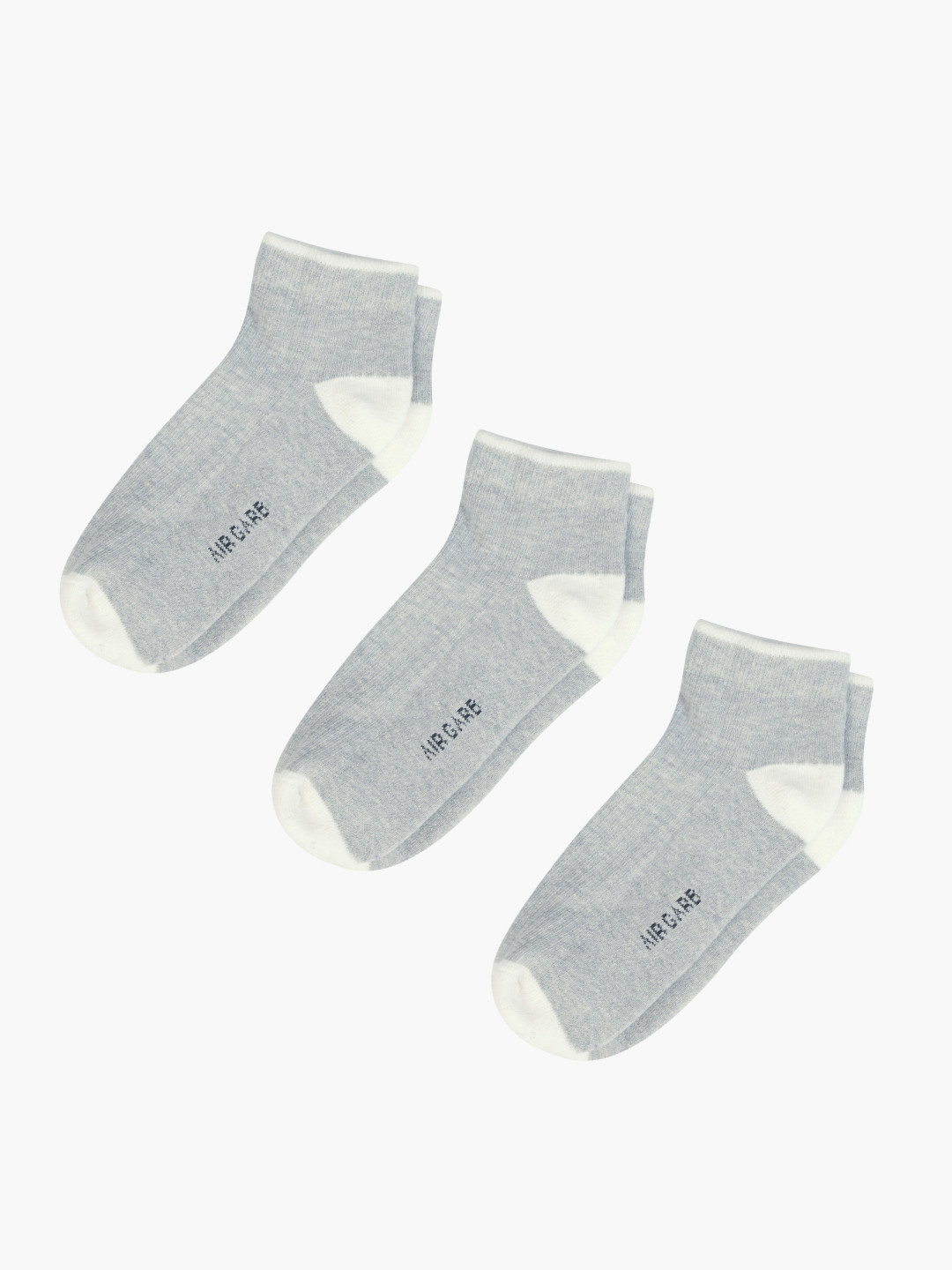 AIR GARB Pack  of  3   Grey Pure Cotton Ribbed Low Ankle Socks